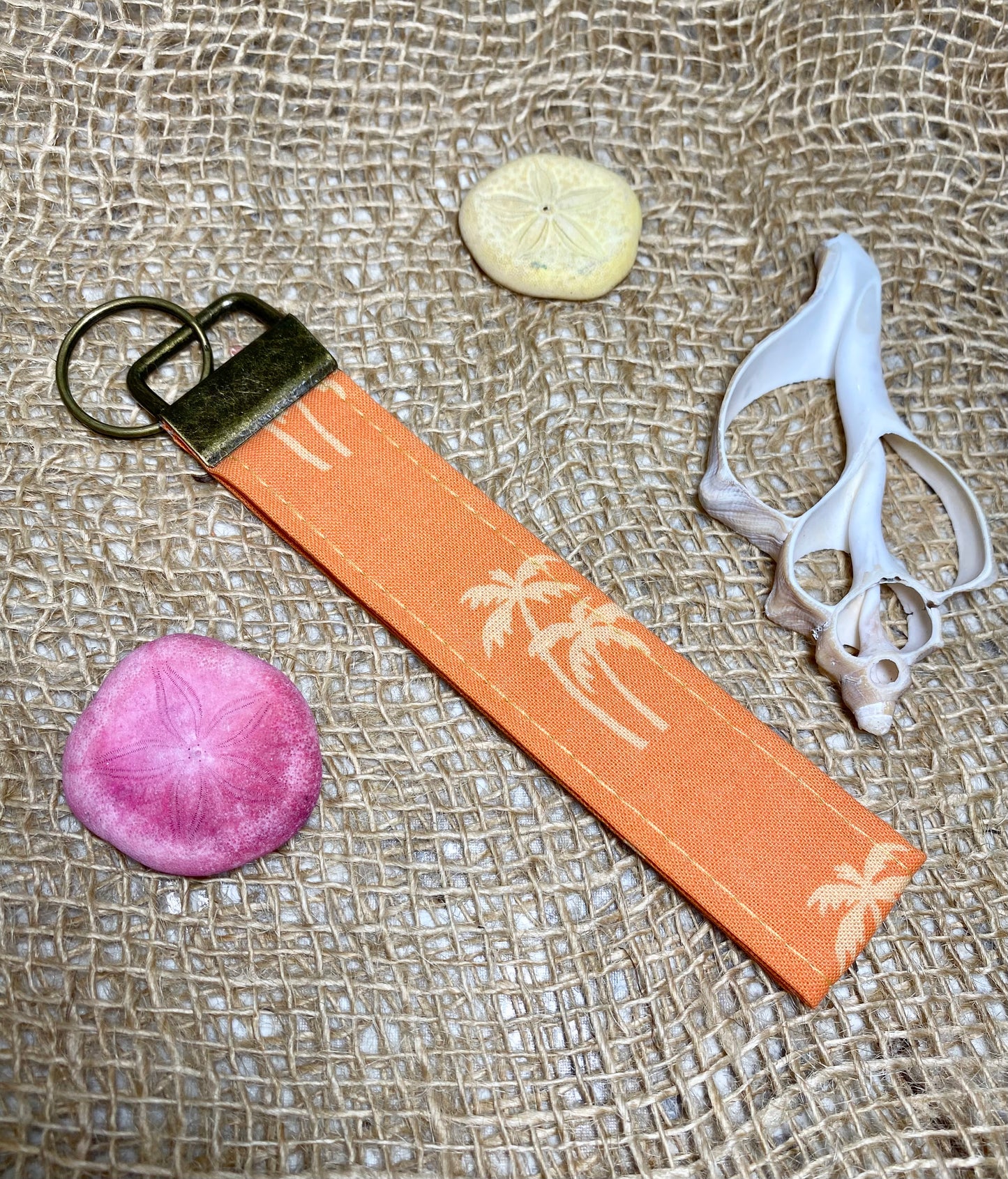 Island Life Wrist Strap Keychain-Gold Palms