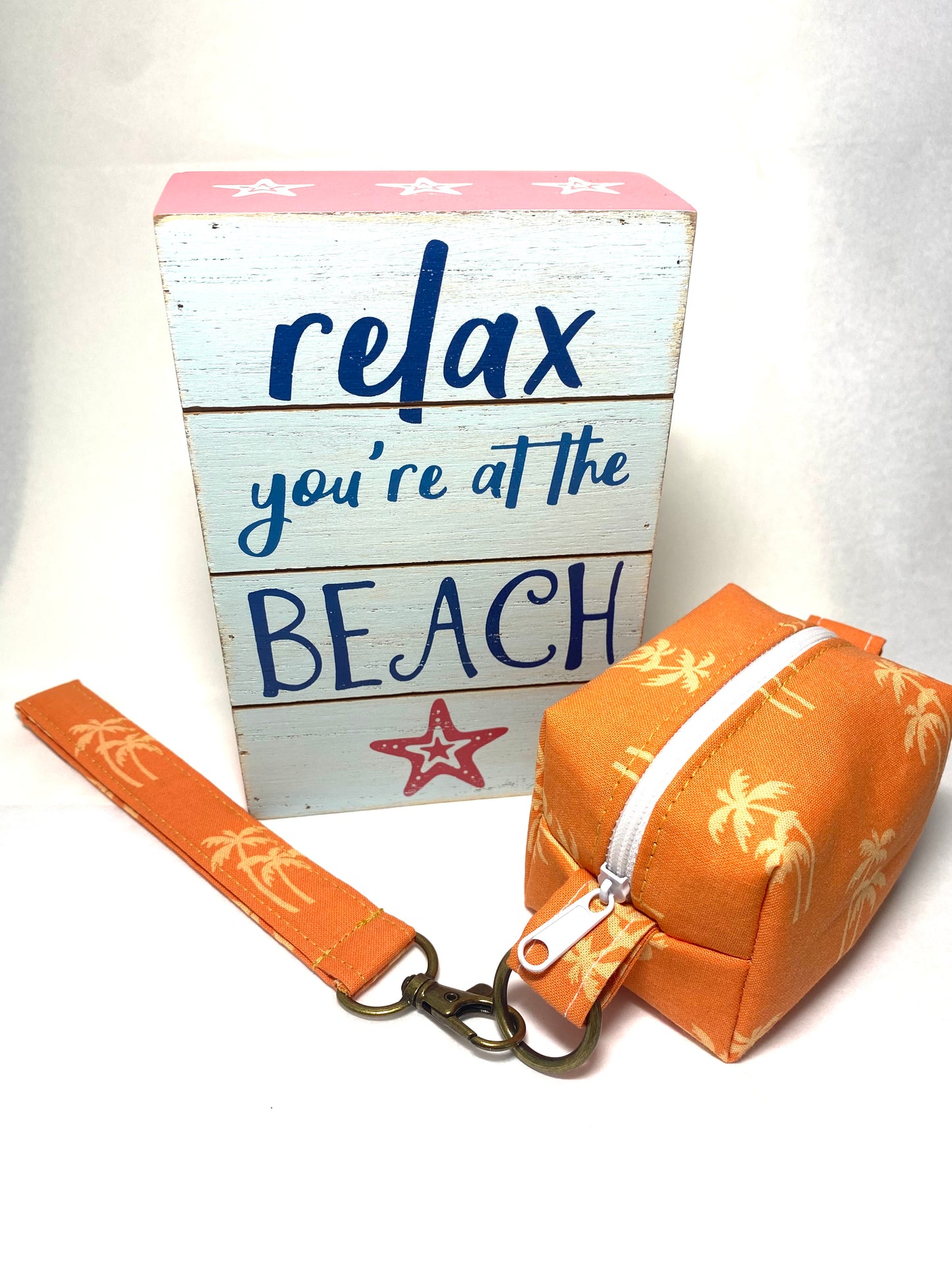 Mini Island Life Zipped Keychain Pouch-Gold Palms