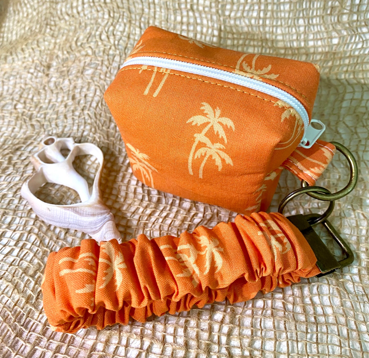 Mini Island Life Zipped Keychain Pouch-Gold Palms