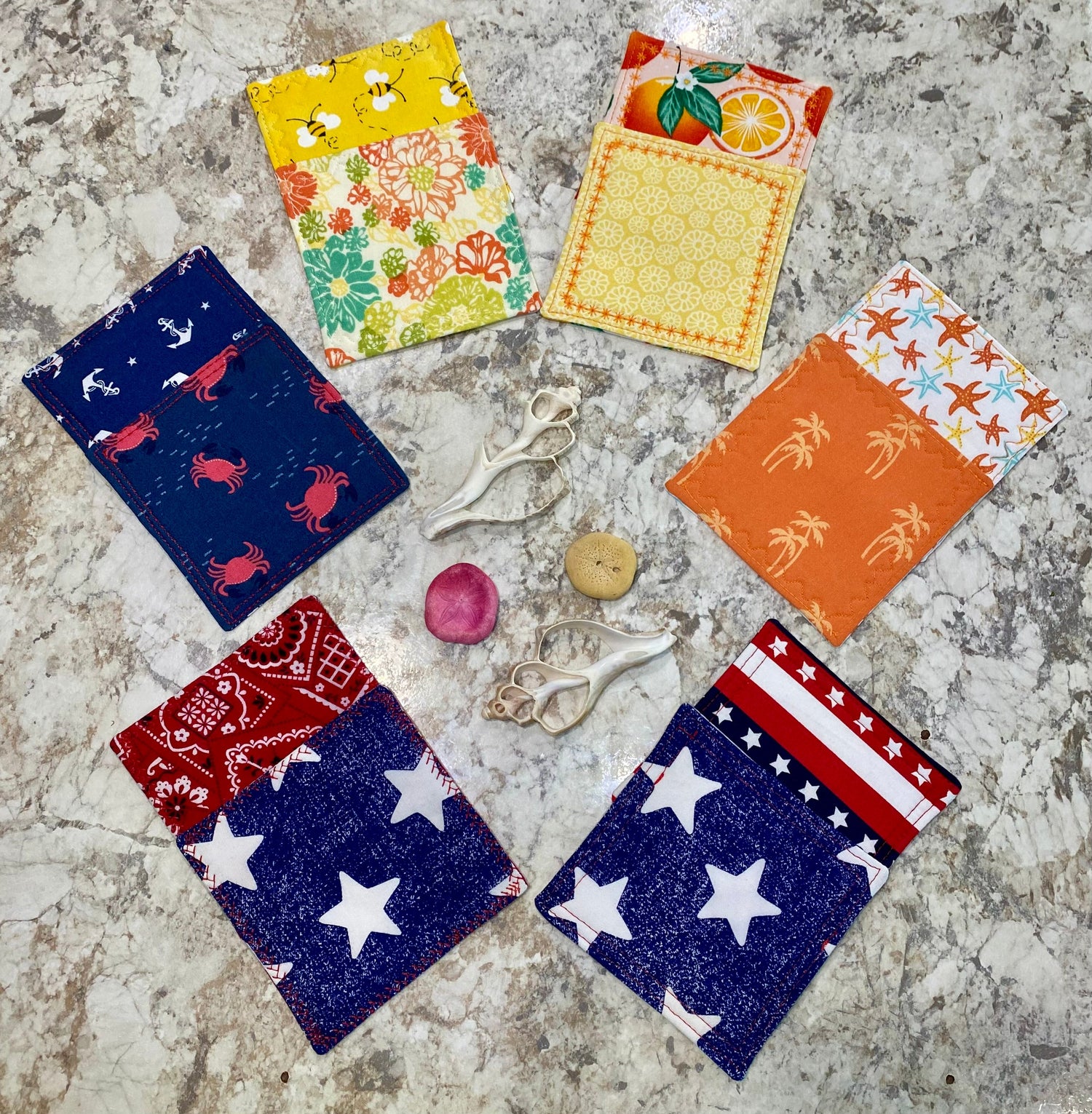 Keys Reversible Quilted Coasters