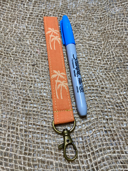 Island Life Wristlet Keychain with Lobster Clasp-Gold Palms