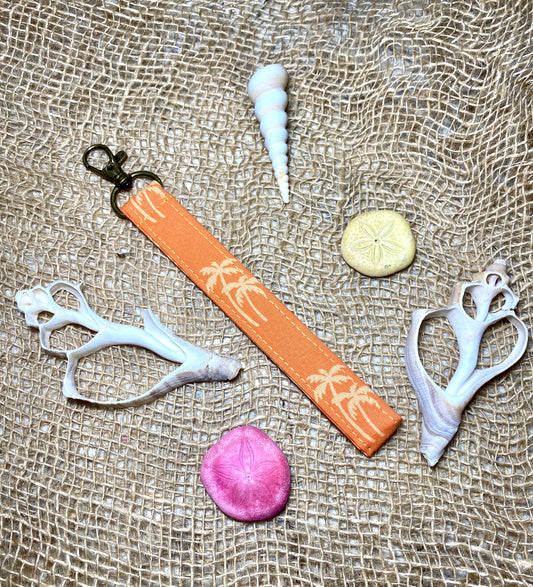 Island Life Wristlet Keychain with Lobster Clasp-Gold Palms