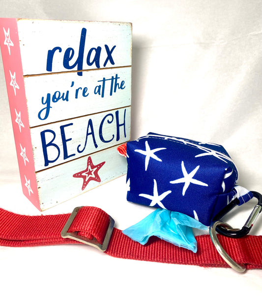 Patriotic Navy Blue Starfish Pet Poo Bag Dispenser