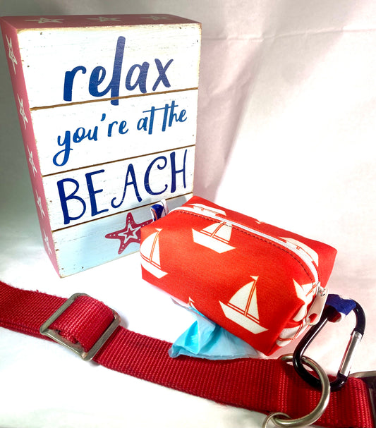 Patriotic Red Sailboats Pet Poo Bag Dispenser