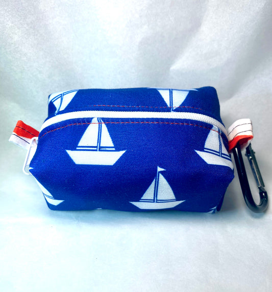 Patriotic Navy Blue Sailboats Pet Poo Bag Dispenser