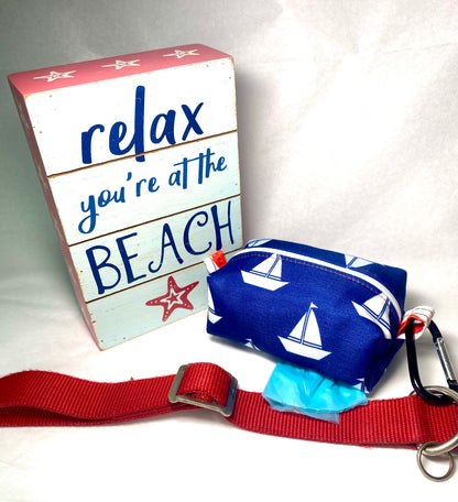 Patriotic Navy Blue Sailboats Pet Poo Bag Dispenser