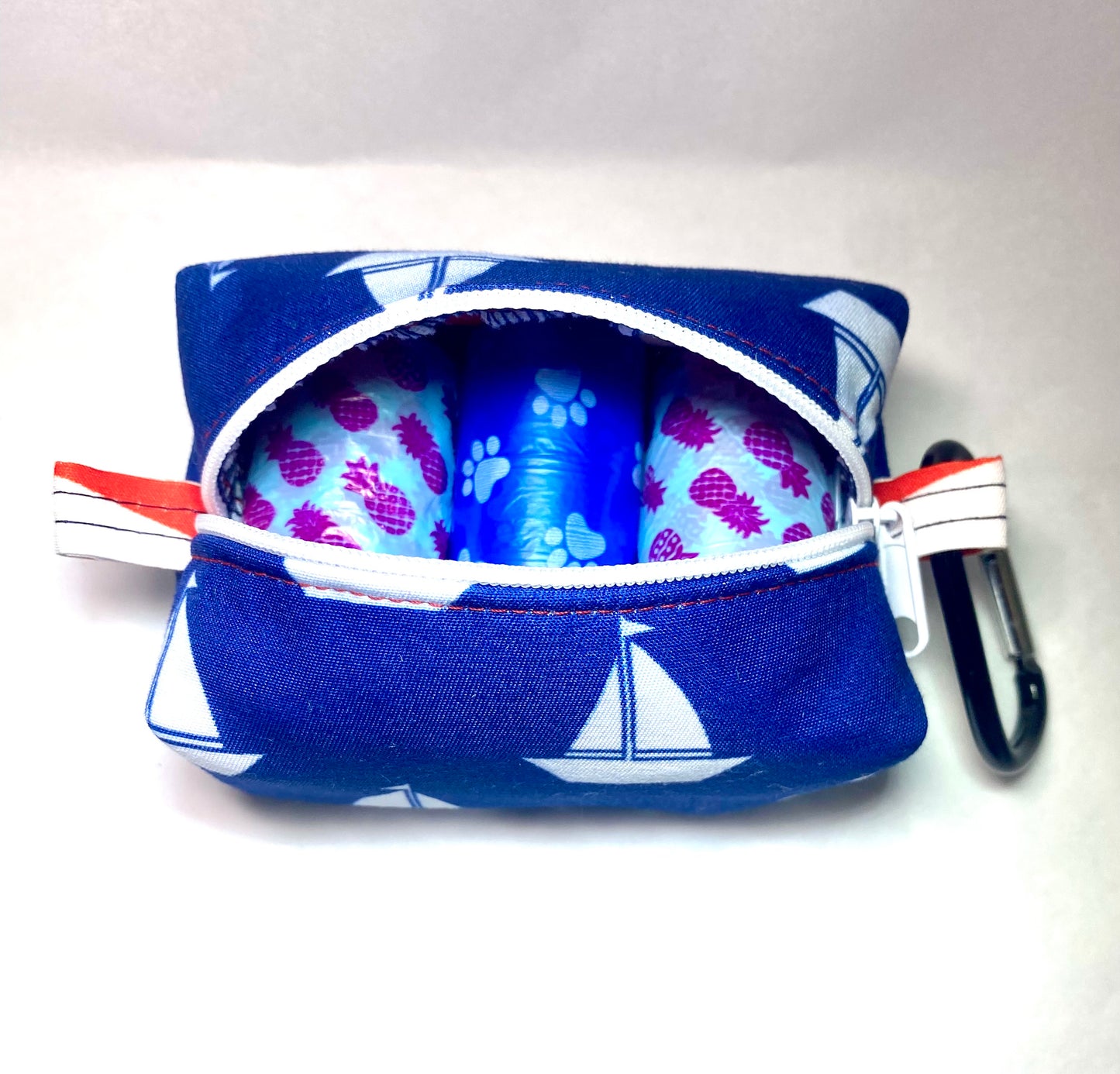 Patriotic Navy Blue Sailboats Pet Poo Bag Dispenser