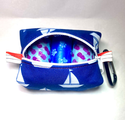 Patriotic Navy Blue Sailboats Pet Poo Bag Dispenser