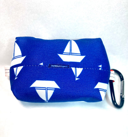 Patriotic Navy Blue Sailboats Pet Poo Bag Dispenser