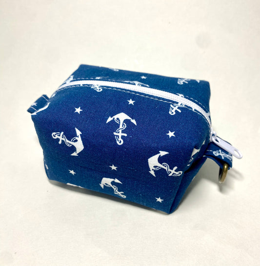 Small Island Life Zipped Keychain Pouch-White Anchors