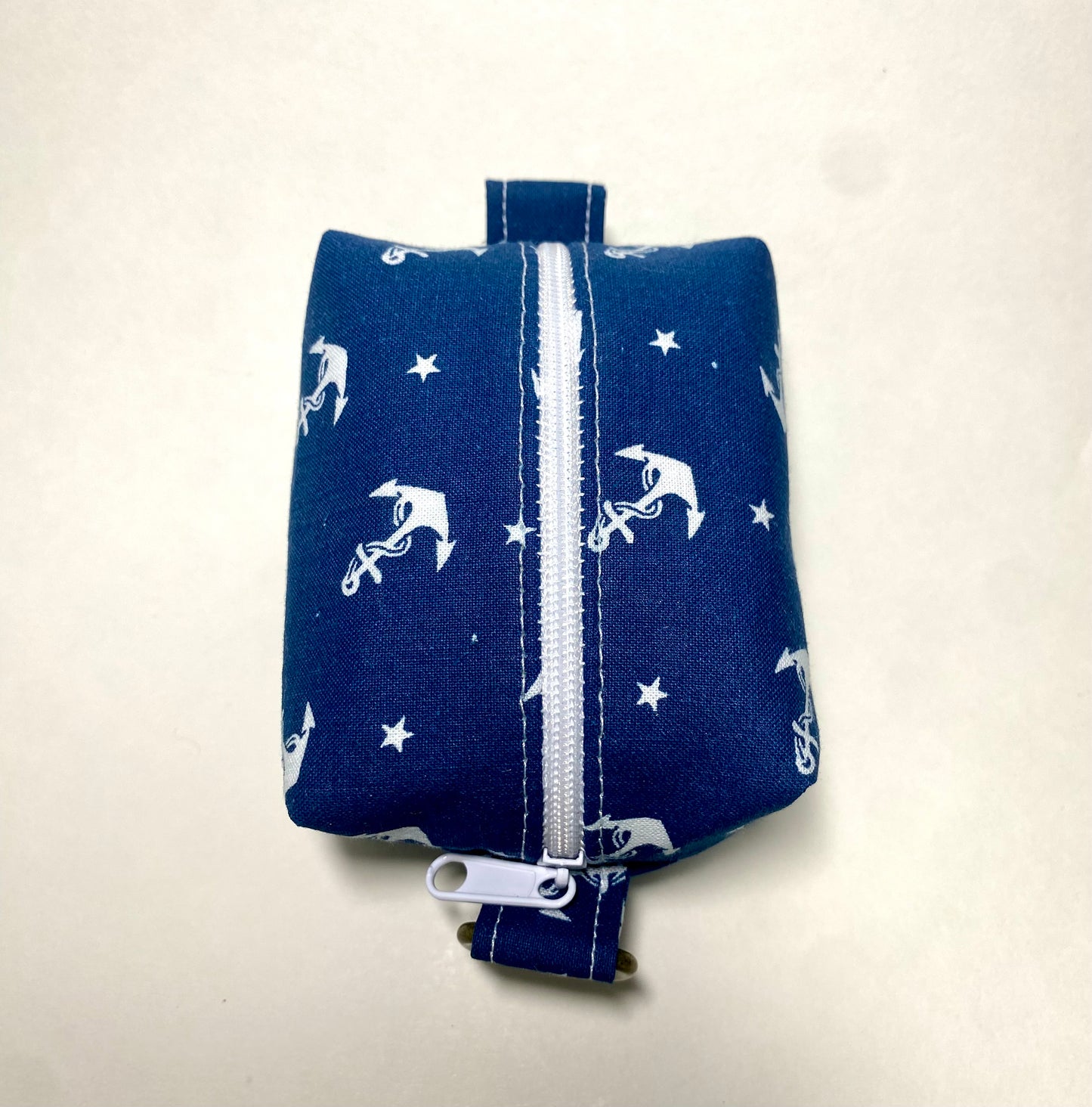 Small Island Life Zipped Keychain Pouch-White Anchors