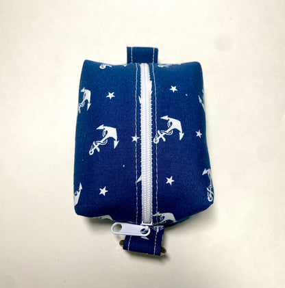 Small Island Life Zipped Keychain Pouch-White Anchors