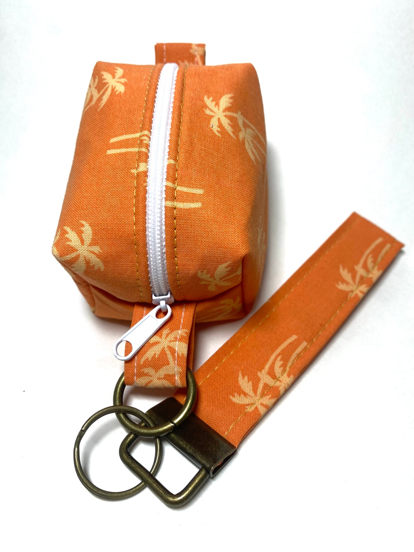 Small Island Life Zipped Keychain Pouch-Gold Palms