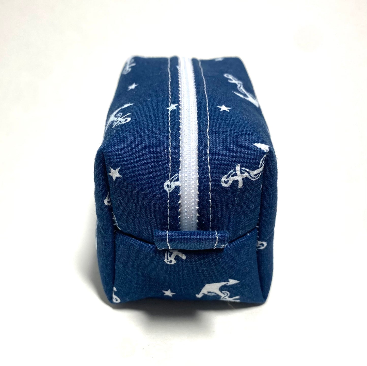 Mini Island Life Zipped Keychain Pouch-White Anchors