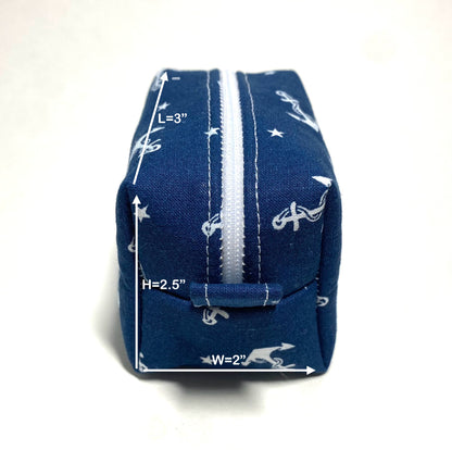 Mini Island Life Zipped Keychain Pouch-White Anchors