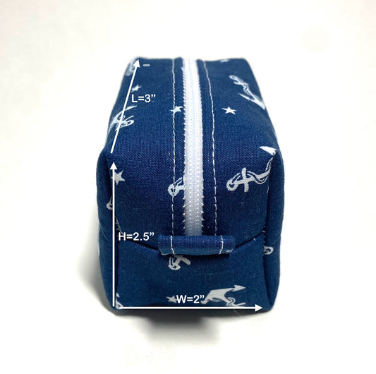 Mini Island Life Zipped Keychain Pouch-White Anchors