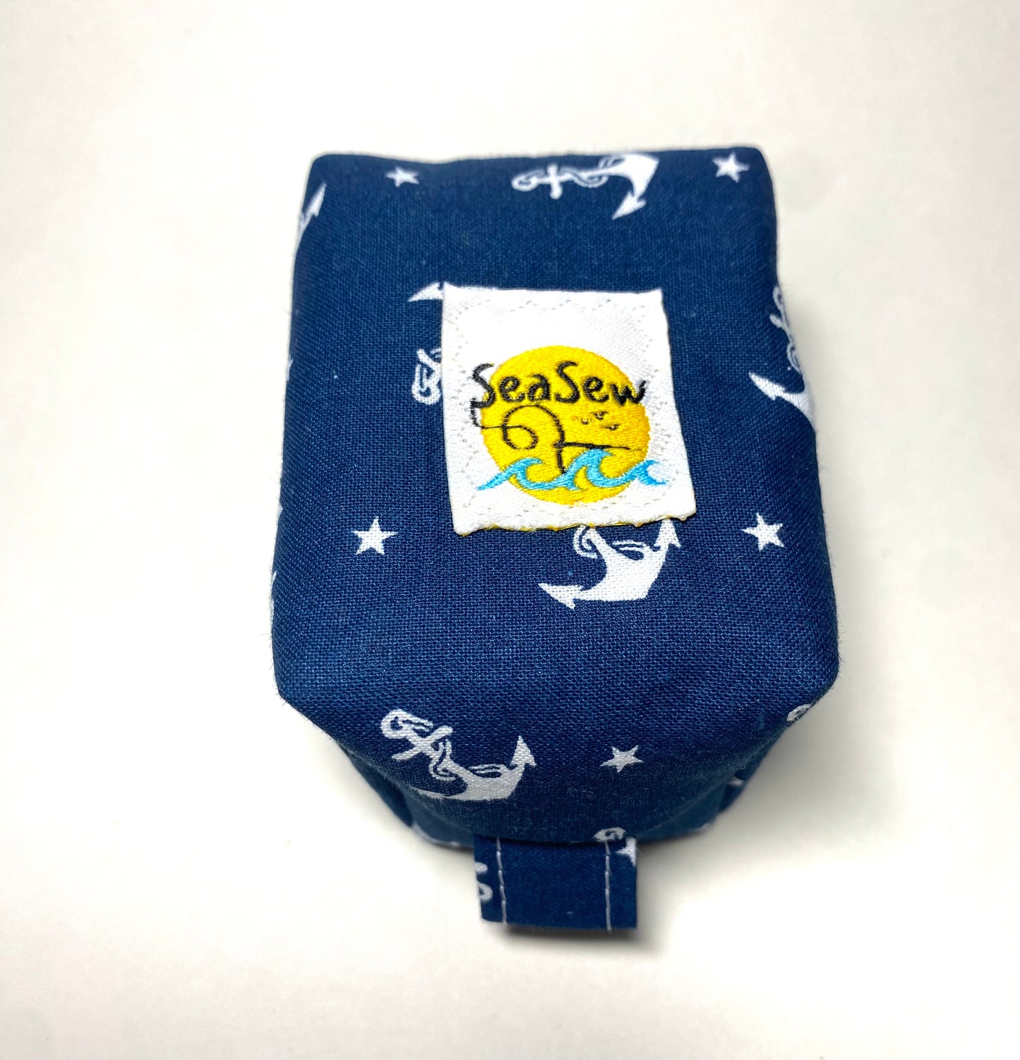 Mini Island Life Zipped Keychain Pouch-White Anchors