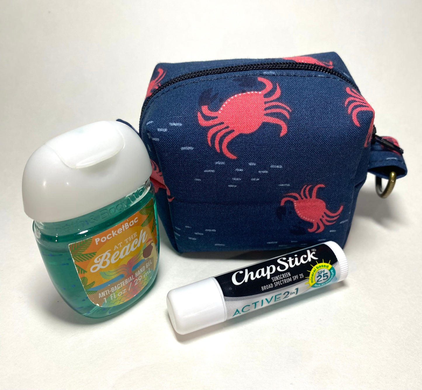 Mini Island Life Zipped Keychain Pouch-Red Crabs