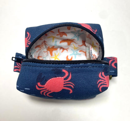 Mini Island Life Zipped Keychain Pouch-Red Crabs