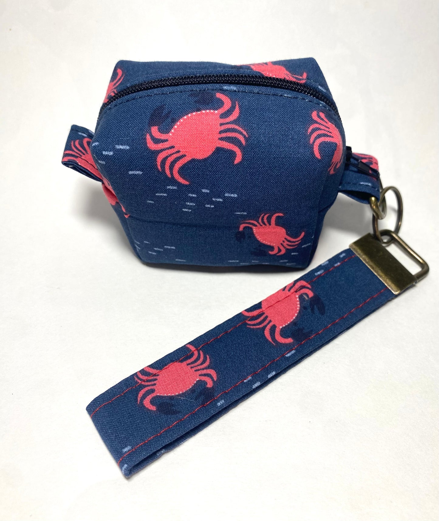 Mini Island Life Zipped Keychain Pouch-Red Crabs
