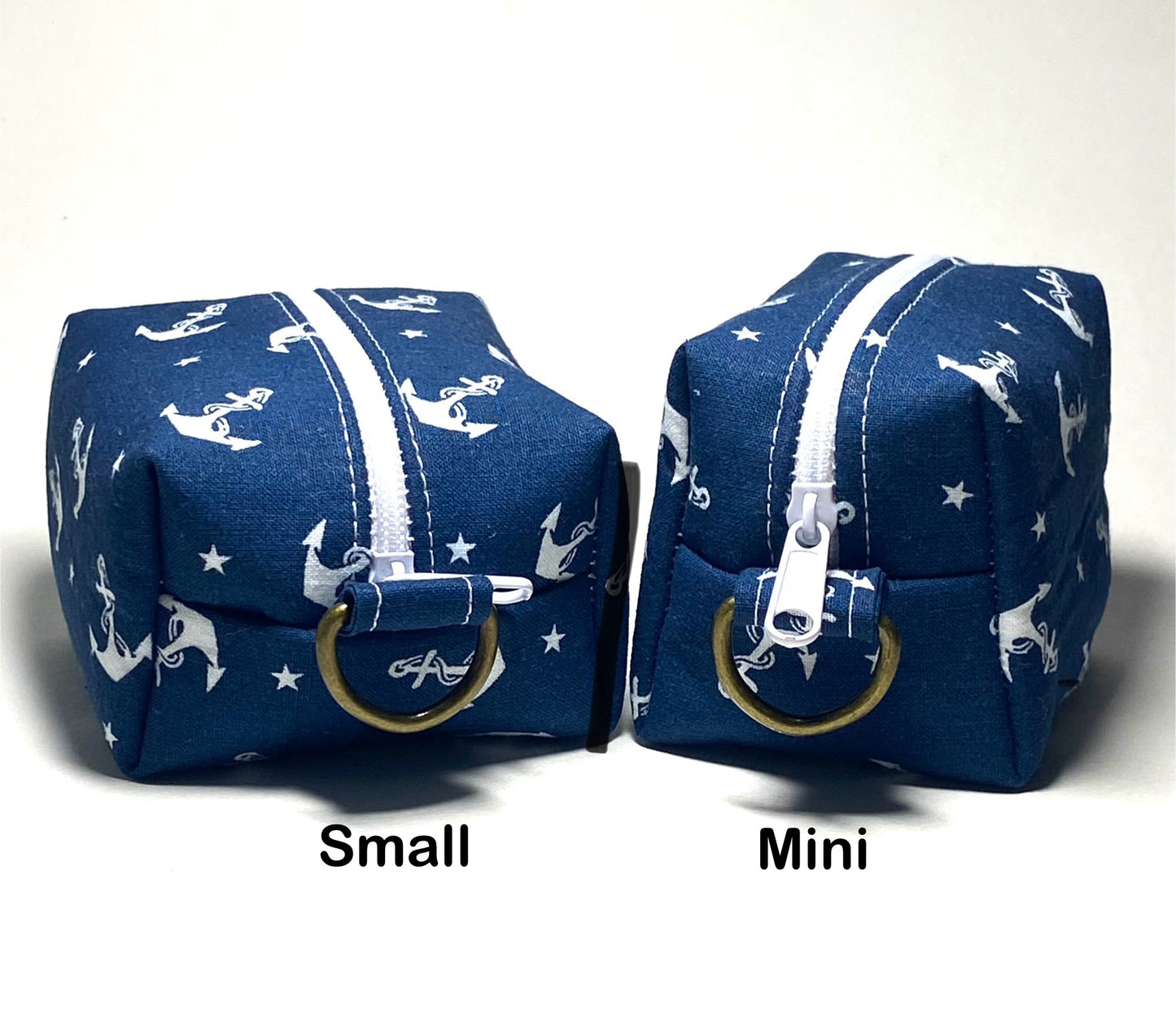 Mini Island Life Zipped Keychain Pouch-White Anchors