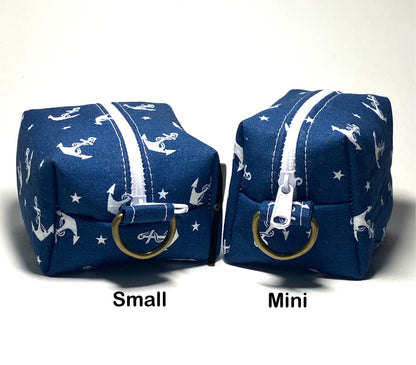 Mini Island Life Zipped Keychain Pouch-White Anchors
