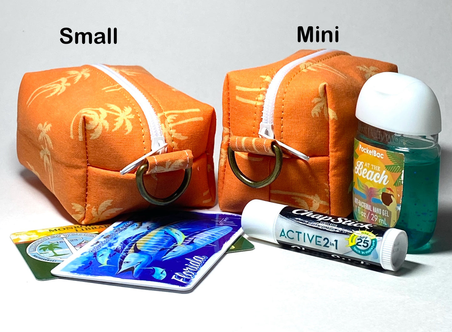 Small Island Life Zipped Keychain Pouch-Gold Palms