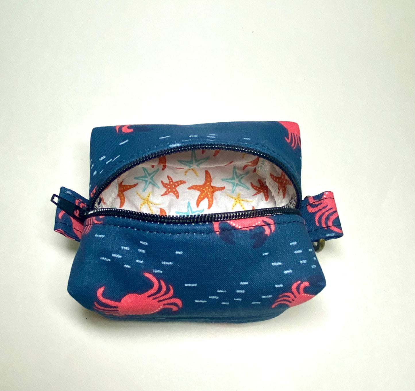 Small Island Life Zipped Keychain Pouch-Red Crabs