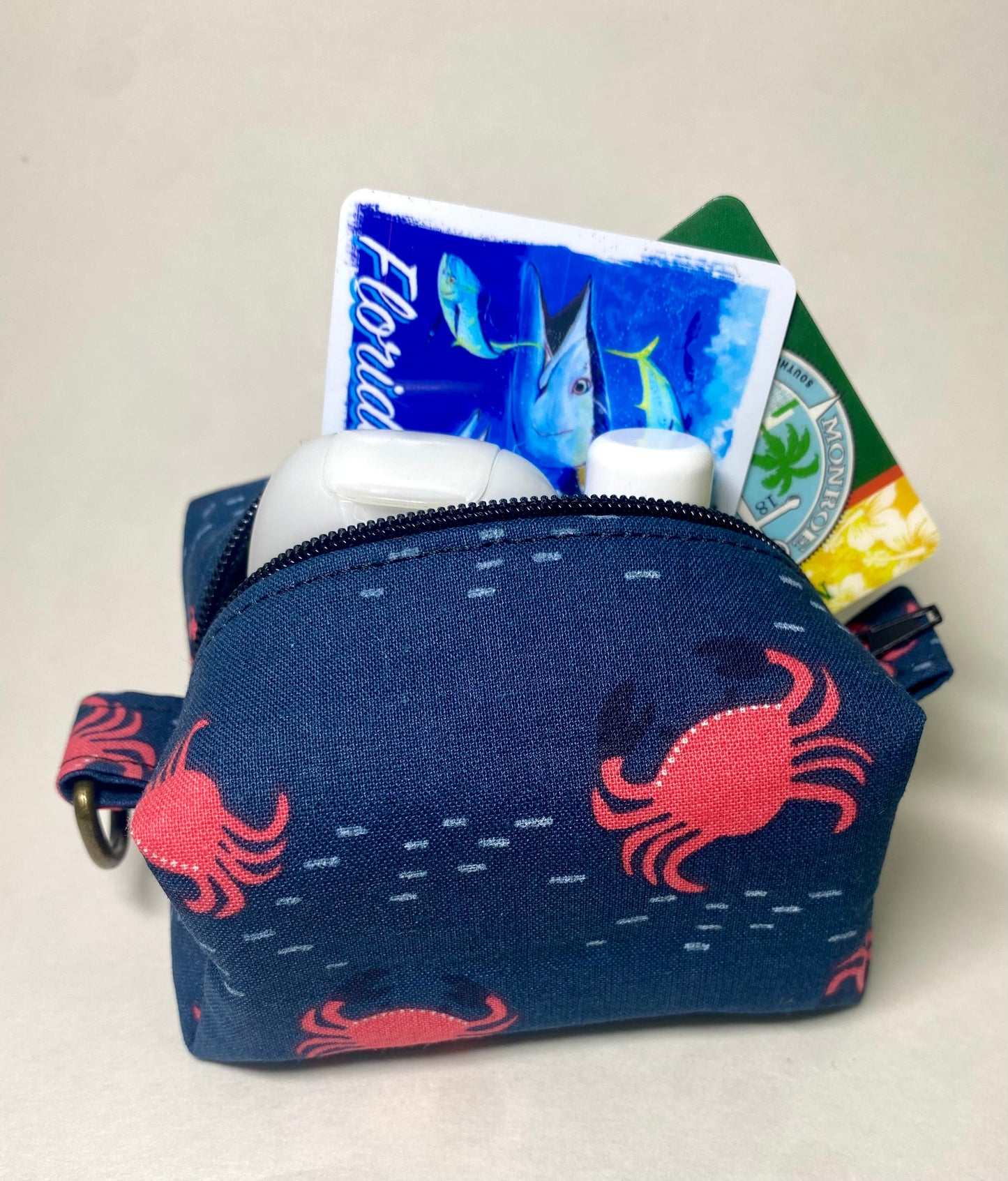 Small Island Life Zipped Keychain Pouch-Red Crabs