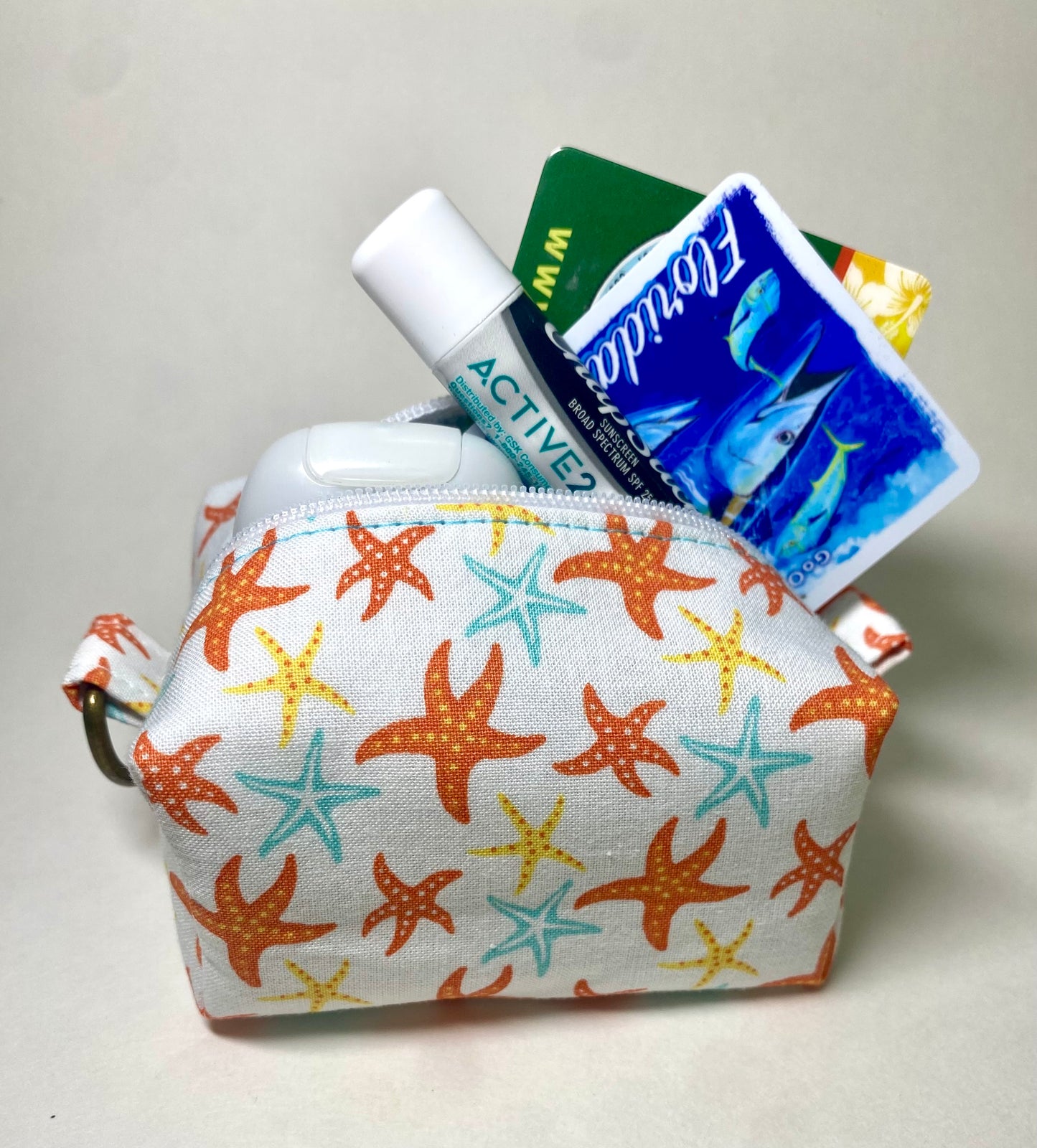 Small Island Life Zipped Keychain Pouch-Starfish