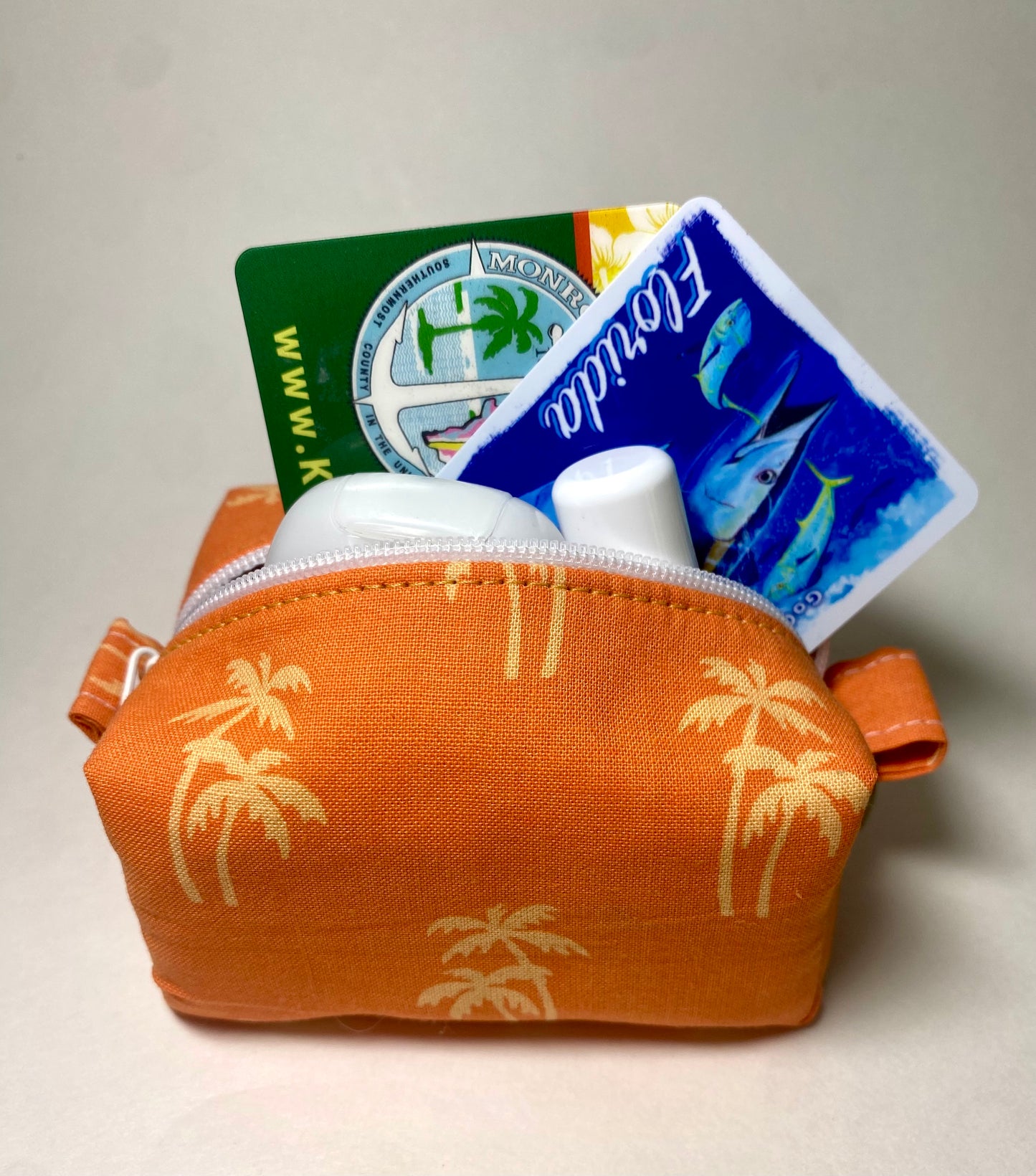 Small Island Life Zipped Keychain Pouch-Gold Palms