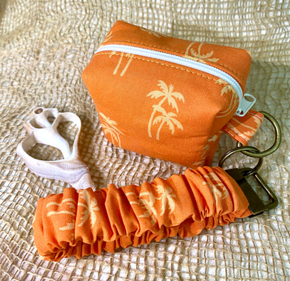 Mini Island Life Zipped Keychain Pouch-Gold Palms