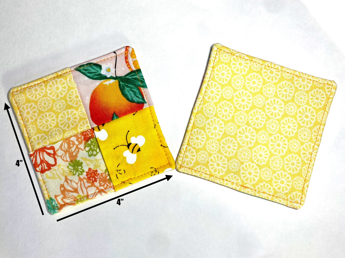 Orange Blossom Crisscross Reversible Coasters - Set of 4