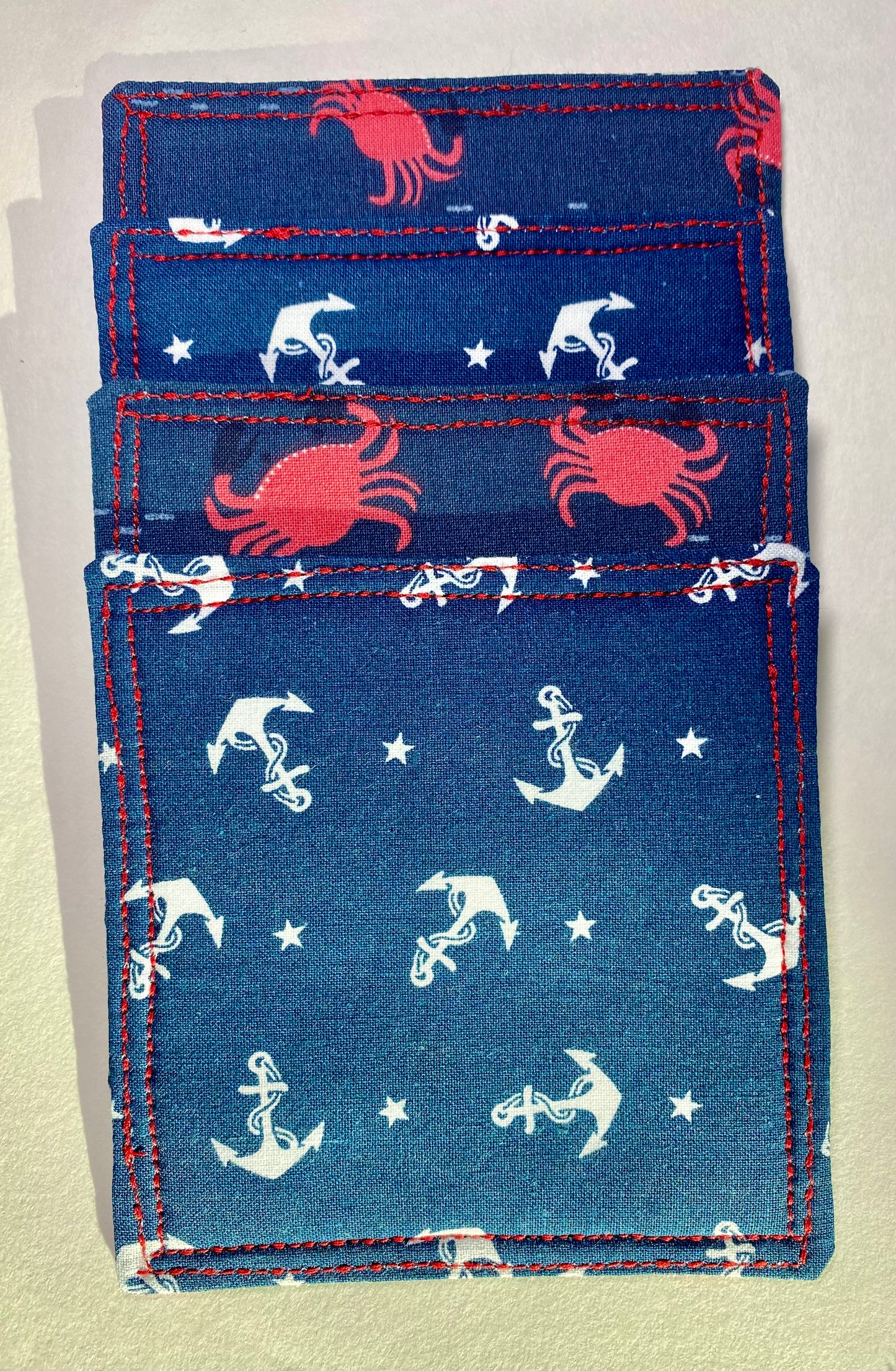 Crabby Anchors Reversible Quilted Coasters - Set of Two (2)