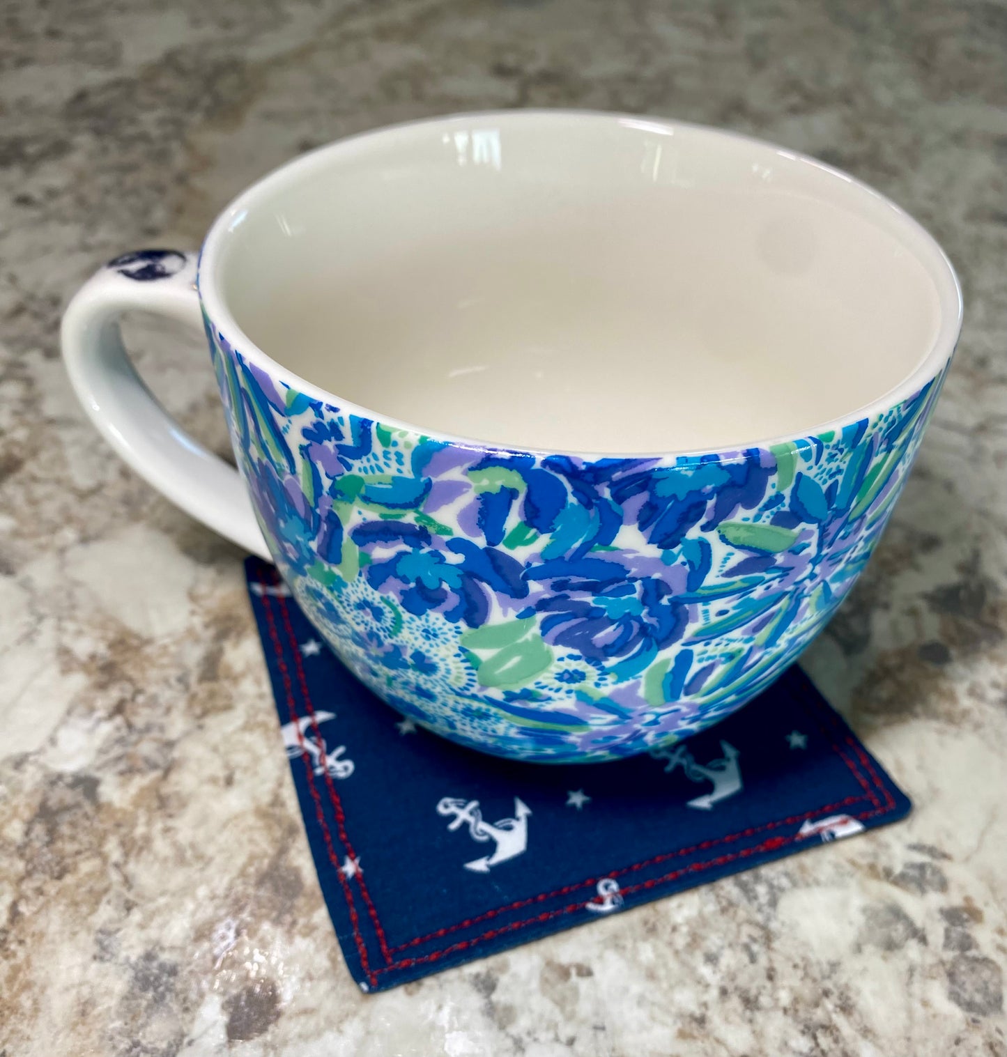 Crabby Anchors Reversible Quilted Coasters - Set of Two (2)