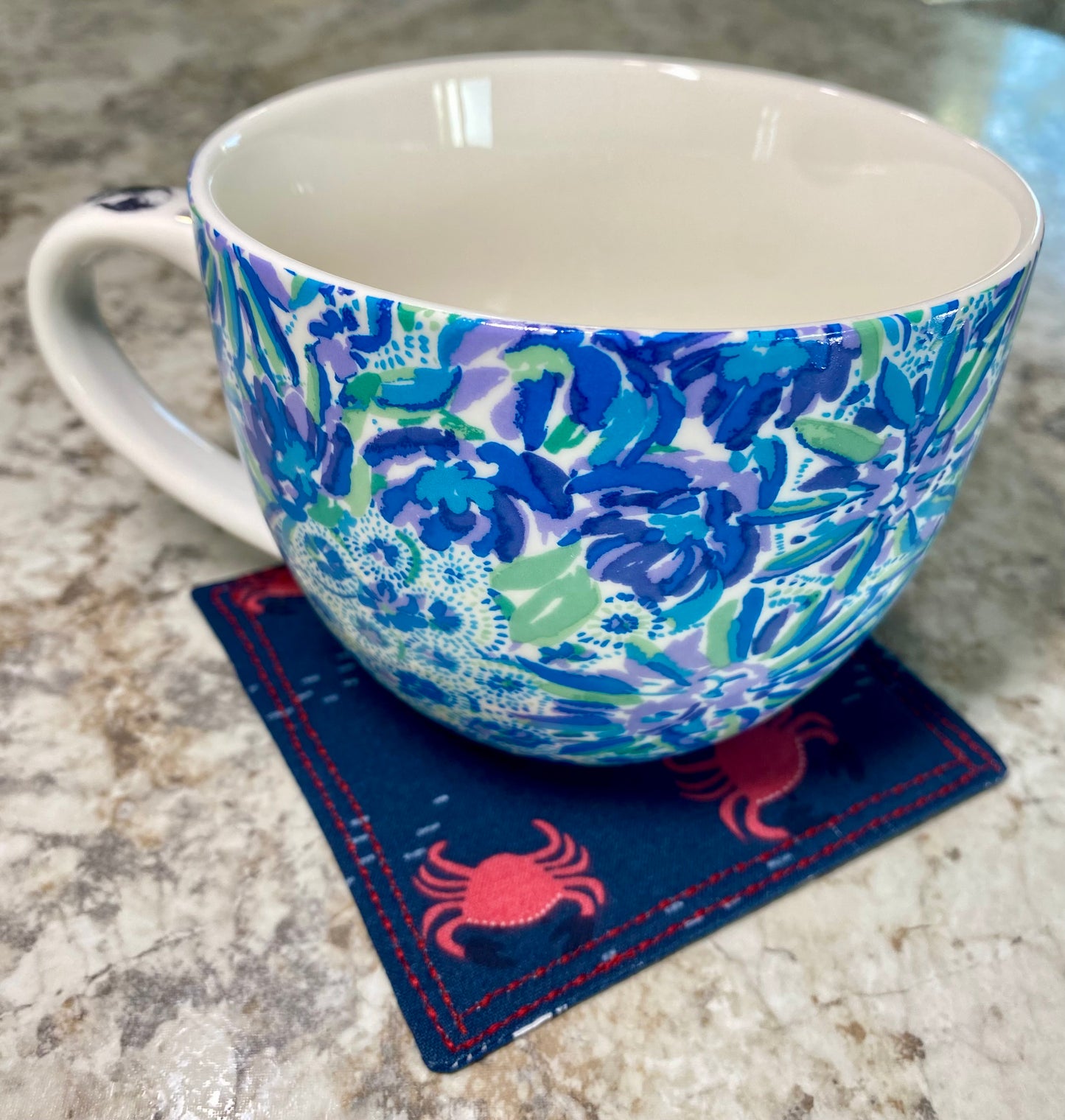 Crabby Anchors Reversible Quilted Coasters - Set of Two (2)