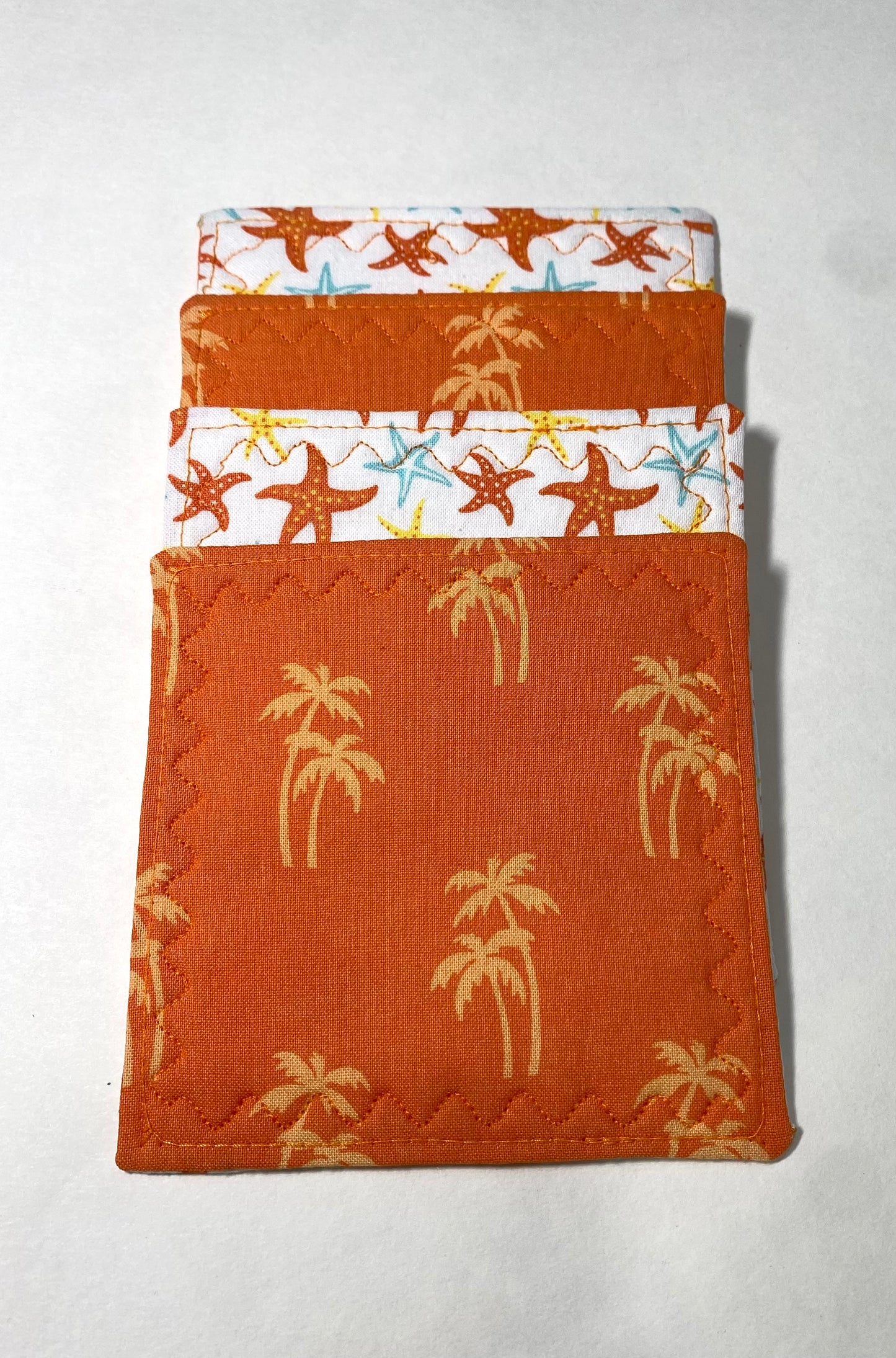Starfish & Palms Reversible Quilted Coasters - Set of Two (2)