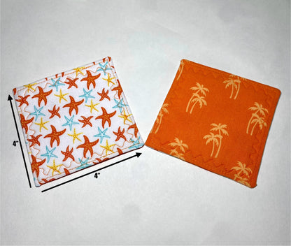 Starfish & Palms Reversible Quilted Coasters - Set of Two (2)