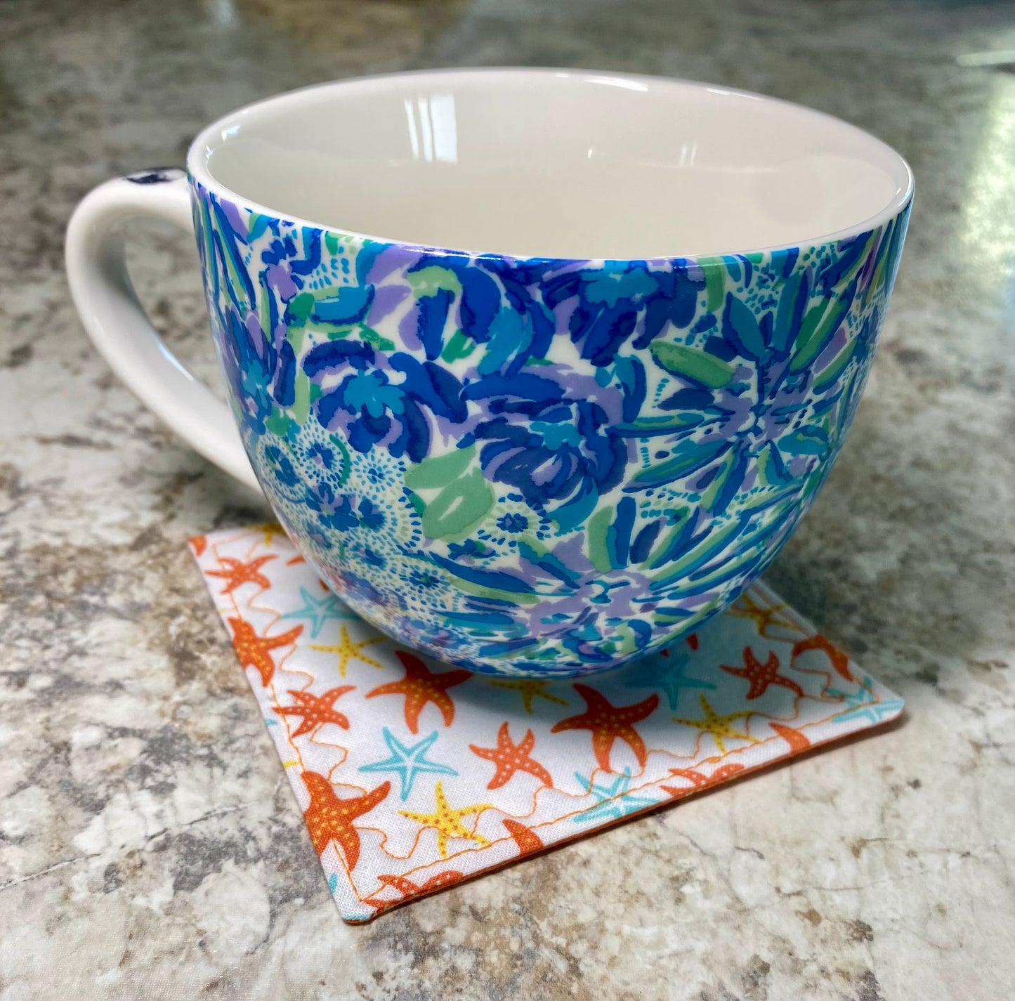 Starfish & Palms Reversible Quilted Coasters - Set of Two (2)