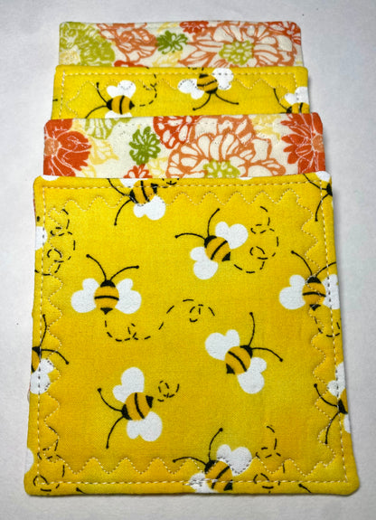 Keys Bees & Blooms Reversible Quilted Coasters - Set of Two (2)