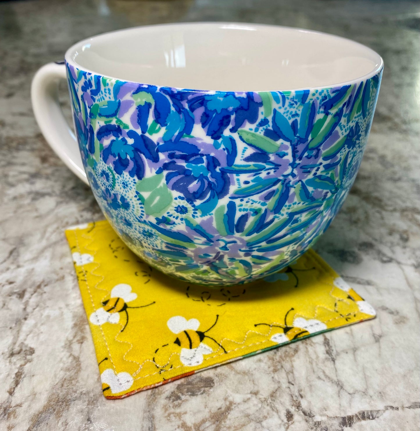 Keys Bees & Blooms Reversible Quilted Coasters - Set of Two (2)