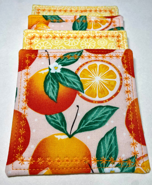 Sunshine & Citrus Reversible Quilted Coasters - Set of Four (4)