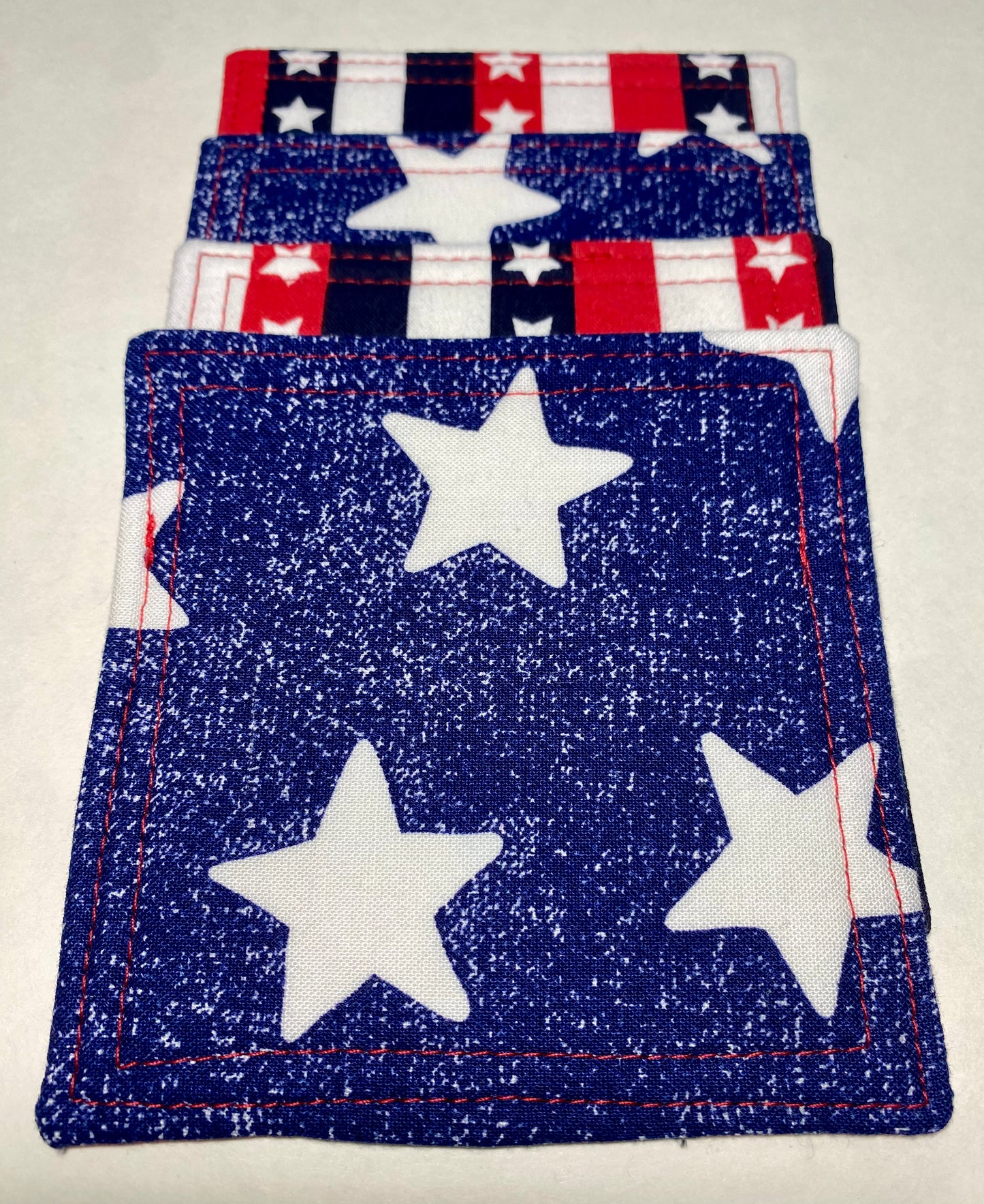 Stars & Stripes Reversible Quilted Coasters - Set of Four (4)