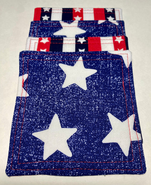 Stars & Stripes Reversible Quilted Coasters - Set of Four (4)