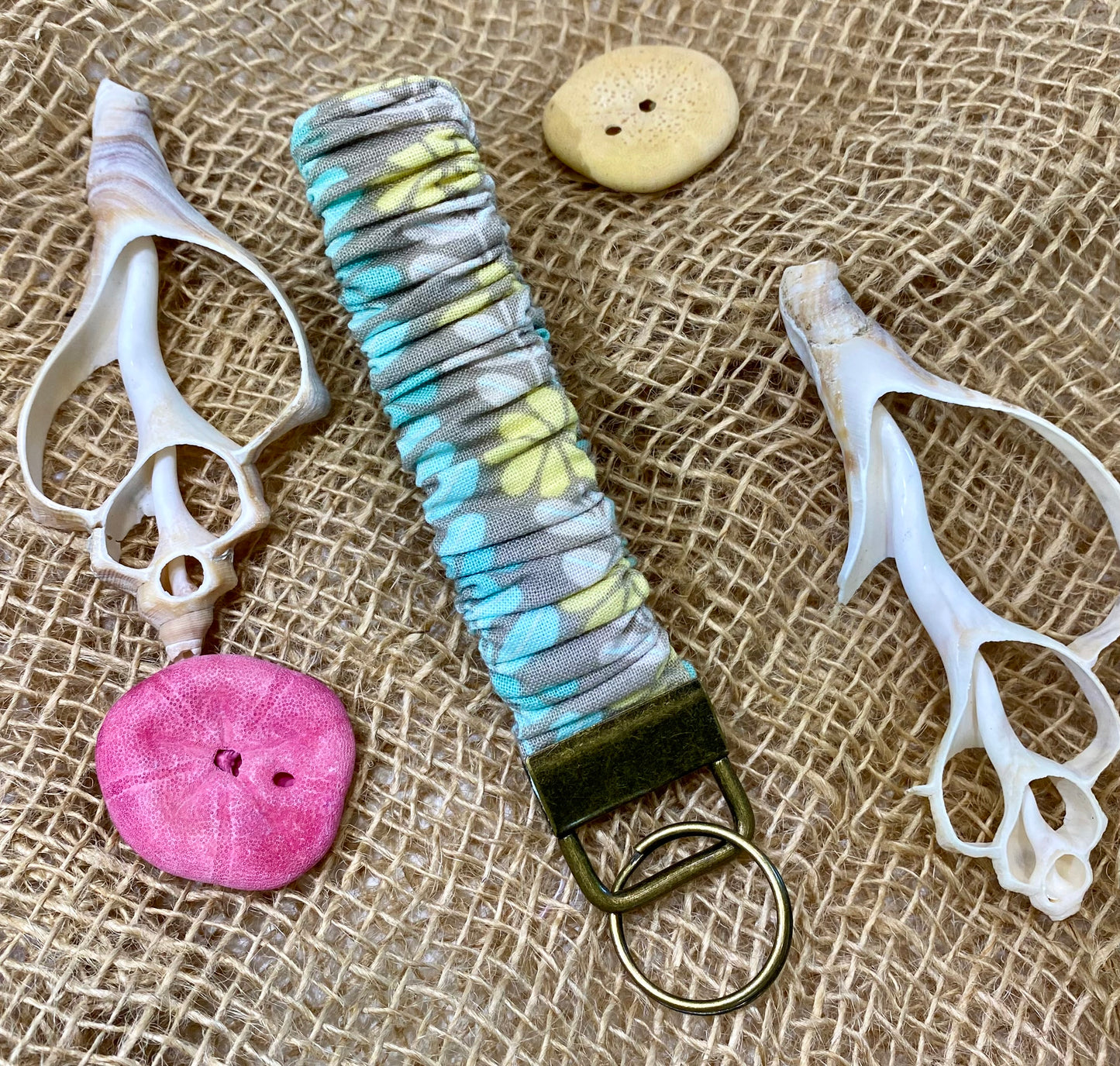 Island Bloom Scrunchie Keychain Wristlet