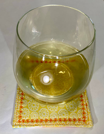 Sunshine & Citrus Reversible Quilted Coasters - Set of Two (2)