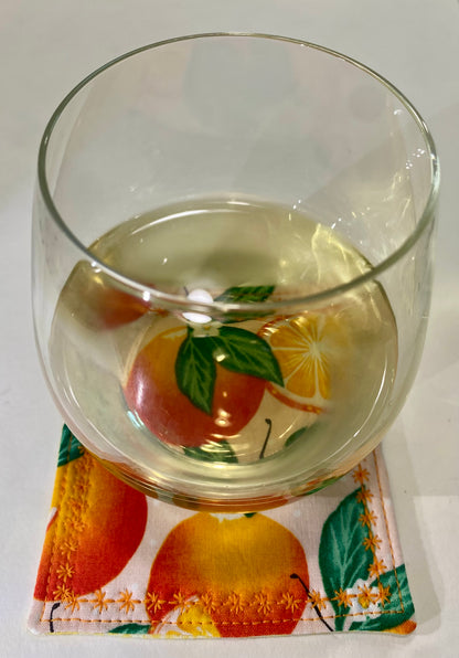 Sunshine & Citrus Reversible Quilted Coasters - Set of Two (2)