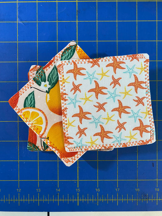 Citrus Tide Reversible Quilted Coaster - Set of Two (2)